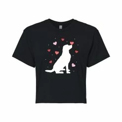 Juniors' Dog With Hearts Cropped Tee