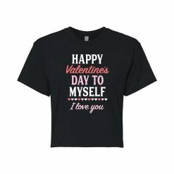 Juniors' "Happy Valentine's Day To Myself" Cropped Tee