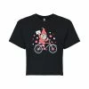 Juniors' Valentine's Day Gnome On Bike Cropped Tee -Cotton Sales Store 6030184