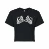 Juniors' Skeleton Pinky Promise Cropped Tee -Cotton Sales Store 6030189