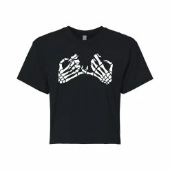 Juniors' Skeleton Pinky Promise Cropped Tee
