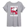 Juniors' Peanuts Snoopy "Sweetheart" Valentine's Day Oversized Tee -Cotton Sales Store 6030238