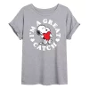 Juniors' Peanuts Snoopy "I'm A Great Catch" Oversized Tee -Cotton Sales Store 6030242