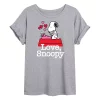 Juniors' Peanuts "Love, Snoopy" Valentine's Day Oversized Tee -Cotton Sales Store 6030243