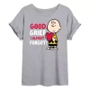 Juniors' Peanuts Charlie Brown "Good Grief" Valentine's Day Oversized Tee -Cotton Sales Store 6030244