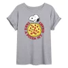 Juniors' Peanuts Snoopy "Pizza My Heart" Oversized Tee -Cotton Sales Store 6030246