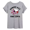Juniors' Peanuts Snoopy "Gimme All The Love" Valentine's Day Oversized Tee -Cotton Sales Store 6030249
