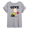 Juniors' Peanuts Charlie Brown "Give Love" Oversized Tee -Cotton Sales Store 6030253