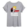 Juniors' Peanuts Schroeder "Heart Throb" Oversized Tee -Cotton Sales Store 6030256