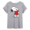 Juniors' Peanuts Snoopy Valentine's Day Hug Oversized Tee -Cotton Sales Store 6030260