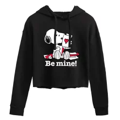Juniors' Peanuts Snoopy "Be Mine" Cropped Graphic Hoodie