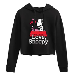 Juniors' Peanuts "Love Snoopy" Cropped Graphic Hoodie