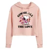 Juniors' Peanuts Snoopy "Gimme All The Love" Valentine's Day Cropped Hoodie -Cotton Sales Store 6030373