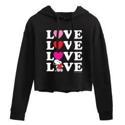 Juniors' Peanuts "Love" Cropped Graphic Hoodie