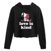 Juniors' Peanuts "Love Is Kind" Cropped Graphic Hoodie -Cotton Sales Store 6030378