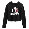 Juniors' Peanuts I Love Snoopy Cropped Hoodie -Cotton Sales Store 6030381