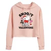 Juniors' Peanuts "Snoopy Is My Valentine" Cropped Graphic Hoodie -Cotton Sales Store 6030383