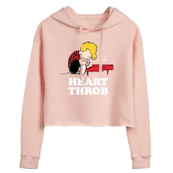 Juniors' Peanuts "Heart Throb" Cropped Graphic Hoodie