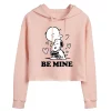 Juniors' Peanuts "Be Mine" Hug Cropped Graphic Hoodie -Cotton Sales Store 6030388