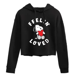 Juniors' Peanuts "Feelin' Loved" Cropped Graphic Hoodie
