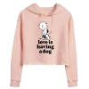 Juniors' Peanuts "Having A Dog" Cropped Graphic Hoodie -Cotton Sales Store 6030391