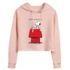 Juniors' Peanuts "Dear Valentine" Cropped Graphic Hoodie -Cotton Sales Store 6030400