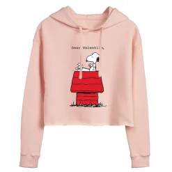 Juniors' Peanuts "Dear Valentine" Cropped Graphic Hoodie