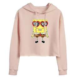 Juniors' SpongeBob "Love You" Glasses Cropped Graphic Hoodie