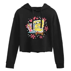 Juniors' SpongeBob Gary Hug Cropped Hoodie