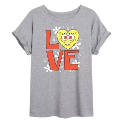 Juniors' SpongeBob "Love" Oversized Graphic Tee