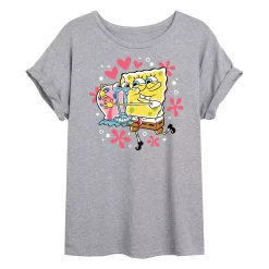 Juniors' SpongeBob Gary Hug Flowy Tee