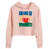 Juniors' USPS Love Heart Stamp Cropped Hoodie -Cotton Sales Store 6030722