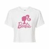 Juniors' Barbie® Glitter Logo Cropped Graphic Tee -Cotton Sales Store 6032236 White