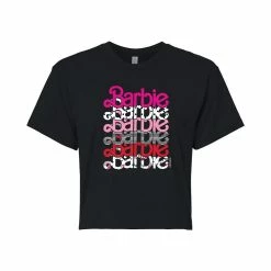 Juniors' Barbie® Logo Stacked Cropped Graphic Tee