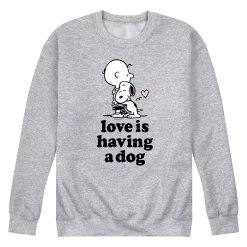 Men's Peanuts Love Is Having Dog Sweatshirt