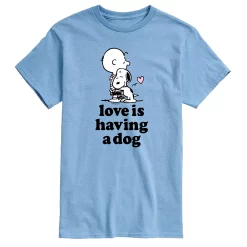 Men's Peanuts Love Is Having Dog Tee -Cotton Sales Store 6032398 Blue
