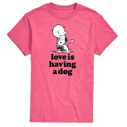 Men's Peanuts Love Is Having Dog Tee -Cotton Sales Store 6032398 Pink