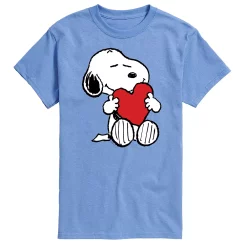 Men's Peanuts Valentine's Hugging Tee -Cotton Sales Store 6032399 Light Blue