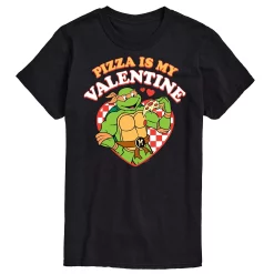 Big & Tall Teenage Mutant Ninja Turtles Pizza My Valentine Tee -Cotton Sales Store 6032892 Black