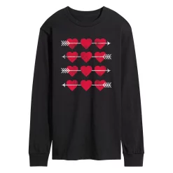 Men's Hearts Arrow Grid Long Sleeve Tee -Cotton Sales Store 6035190 Black