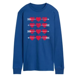Men's Hearts Arrow Grid Long Sleeve Tee -Cotton Sales Store 6035190 Blue