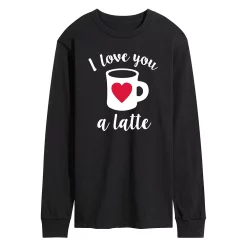Men's Love You a Latte Long Sleeve Tee -Cotton Sales Store 6035191 Black