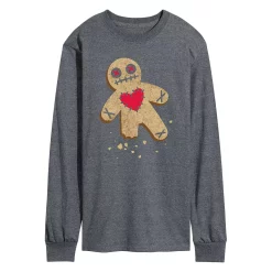 Men's Voodoo Doll Cookie Long Sleeve Tee -Cotton Sales Store 6035199 Gray