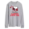 Men's Peanuts Ladies Love Me Long Sleeve Tee -Cotton Sales Store 6035329 Gray