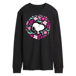Men's Peanuts Floral Circle Long Sleeve Tee