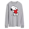 Men's Peanuts Hugging Heart Long Sleeve Tee -Cotton Sales Store 6035570 Gray