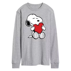 Men's Peanuts Hugging Heart Long Sleeve Tee