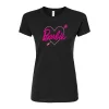 Juniors' Barbie Heart Logo Fitted Graphic Tee -Cotton Sales Store 6108353 Black