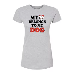 Juniors' Peanuts "My Heart Belongs To My Dog" Graphic Tee