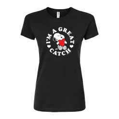 Juniors' Peanuts "Great Catch" Snoopy Graphic Tee